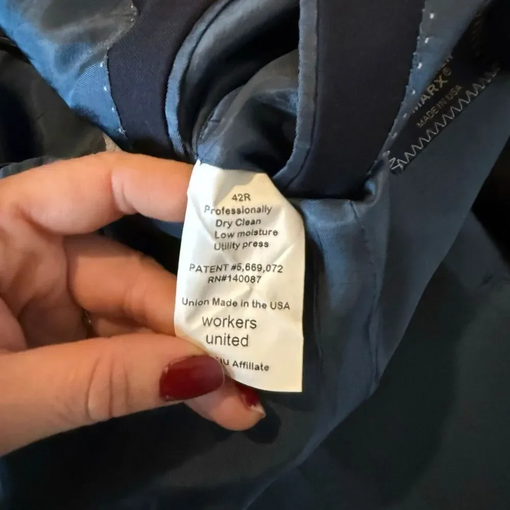 Hart Schaffner Marx navy two button  wool suit size 42r